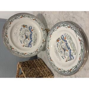 Vintage Burgess and Leigh England Farmers Arms Plates “God Speed the Plough"